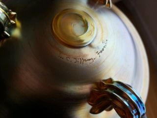 Signed L.  C.  Tiffany Favrile Art Glass Bowl,  EUC Vintage 7