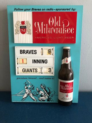(vtg) 1964 Old Milwaukee Beer Milwaukee Braves Scoreboard Advertising Sign Rare