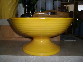Vintage Bauer Pottery Ringware Chinese Yellow Pedestal Bowl Restored 5 - Day