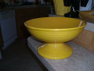 Vintage Bauer Pottery Ringware Chinese Yellow Pedestal Bowl Restored 5 - Day 6