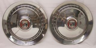 2 Vintage Ford 1954 Hubcaps Hub Caps Wheel Covers Red Center Ford Emblem