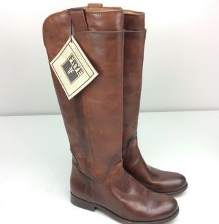 Frye Melissa Tall Riding Boots Redwood Soft Vintage Leather Size 6 Cowboy
