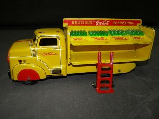 MARX COCA COLA 1950 ' S PRESSED STEEL TOY TRUCK,  RARE CRATES HAND TRUCK 9