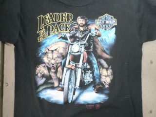 Vintage Harley Davidson Motorcycles T - Shirt Hd 1988 3d Emblem Leader Of Pack M