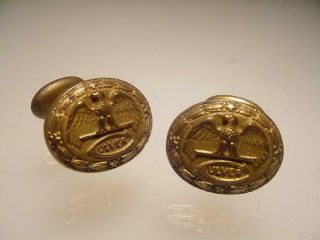 Rare Vintage Antique Gold Tone Culver Military Academy Bean Back Cufflinks C1900