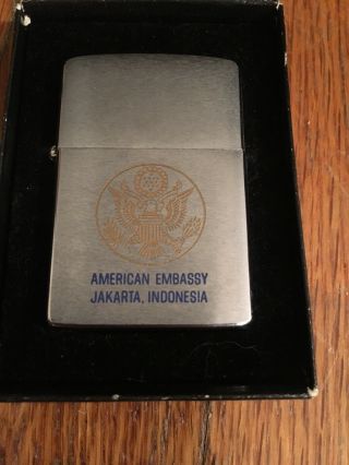 Vintage 1982 Zippo Lighter American Embassy Jakarta,  Indonesia 2