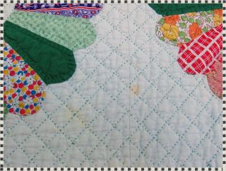 Vintage ALL Handmade Dresden Plate Feedsack Quilt 80 