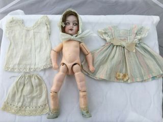 Antique German Herman Steiner doll bisque glass eyes Clothing Pate 4