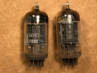 Matched Pair Vintage 1957 Rca 12ax7 Long Black Plate Tubes Test Good B