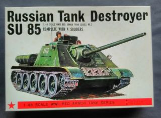 Vintage And Rare 1/48 Bandai Russian Ww2 Su - 85 Tank Destroyer Model Kit
