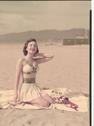 Ann Blythe Lovely Smiling Pose Beach Vintage 8x10 Photo Transparency