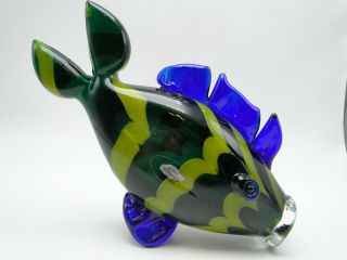 Vintage Blenko USA Art Glass Fish 10in handcrafted Mid Century Modern 3