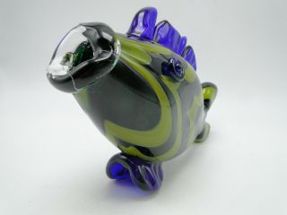 Vintage Blenko USA Art Glass Fish 10in handcrafted Mid Century Modern 5