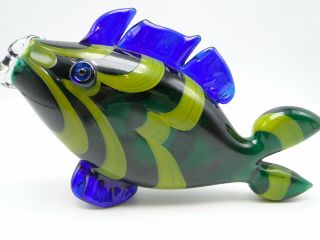 Vintage Blenko USA Art Glass Fish 10in handcrafted Mid Century Modern 6