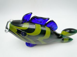 Vintage Blenko USA Art Glass Fish 10in handcrafted Mid Century Modern 7