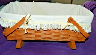 Longaberger 1981 Vintage Large Cradle Basket With Liner 19 " X 13 " X 8.  5 " Euc