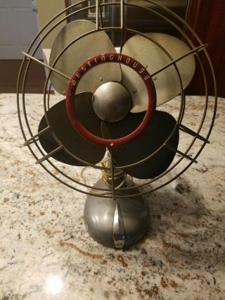 Vintage Electric Fan Westinghouse Red Ring Large 22x18 Inch