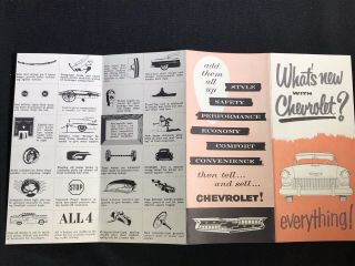 Vtg 1950 ' s Chevrolet Chevy Car Dealer Advertising Sales Brochure Fold Out 5