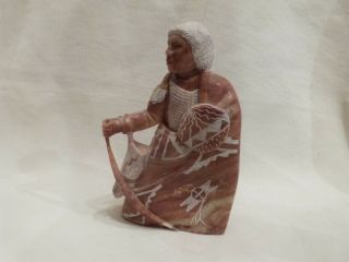 Vintage Roy Pettigrew Stone Alabaster Native American Indian Carved Sculpture 8 "