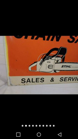 Vintage 80s Industrial Stihl Chain Saws Sales and Service Store Display. 2