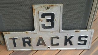 Vintage " 3 Tracks " Cast Iron Railroad Sign,  27.  5 In X 17 In