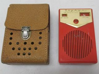 Zephyr Vintage Transistor Radio Red Sn 4240 W/ Case