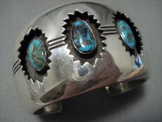 Rare Bisbee Turquoise Vintage Navajo Sterling Silver Channel Bracelet Old
