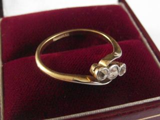 Antique 18ct Gold & Platinum Diamond Ring Size 