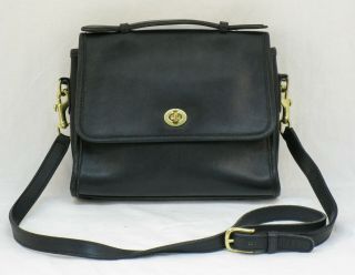 Vintage Coach Court Glove Leather Crossbody Shoulder Bag Black 9870 B48c St135
