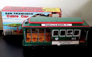 Vintage Tinplate Friction Drive San Francisco Cable Car,  Made In Japan,  Nmib