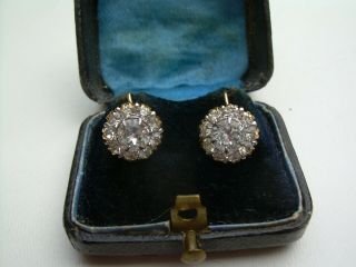 Antique Victorian/edwardian 9ct Gold Old Cut Paste Very Sparkly Hook Earrings.