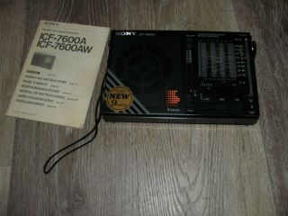 Vintage Sony Icf - 7600 Fm/mw/sw Radio