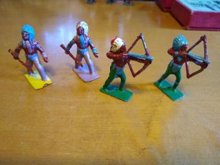4 Die Cast Lead Native American Indians Lincoln Logs Usa Toy