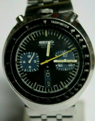 Seiko 6138 Bullhead 0060 Chronograph Automatic Watch Tachymeter Vintage Rare