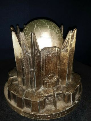 Art Deco Chicago 1933 Worlds Fair Souvenir Building Antique Table Lamp