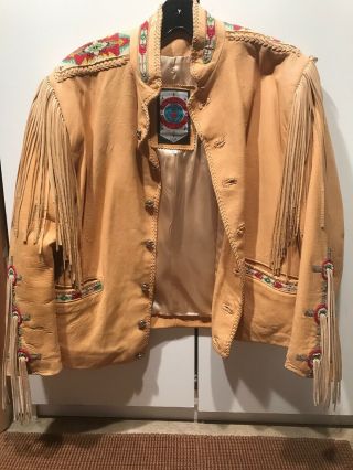 Vintage Ren Ellis Renegade Native Beads Western Women’s Leather Jacket 42