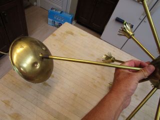 Vtg Mid Century Modern Sputnik Brass Ceiling Light Lamp Fixture 16 Arm 6