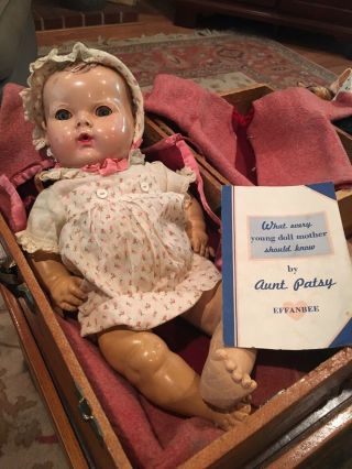 Vintage Effanbee Dy - Dee Baby Doll 14 " W/ Educational Playthings Case & Clothes