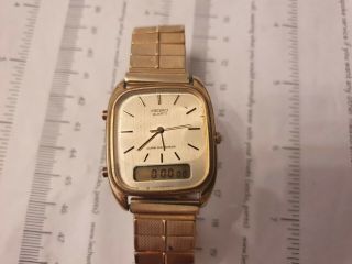 Vintage Gents Gold Plated Digital/analogue Seiko H449 - 5100 Quartz Wrist Watch