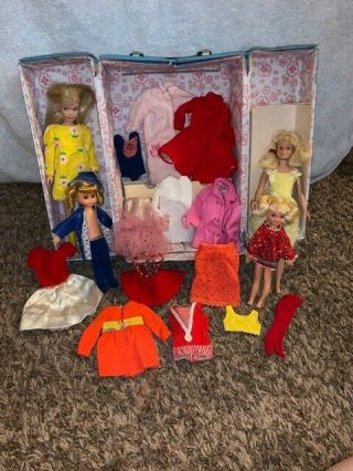 Vintage Skipper Barbie Carrying Case With Dolls,  Clothes And Accessories