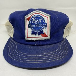 Vintage Pabst Blue Ribbon Patch Snapback Trucker Hat Cap K Products Usa Pbr