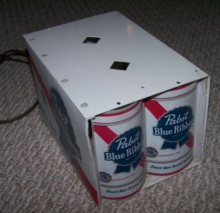 Vintage Pabst Blue Ribbon Beer Lighted Six Pack Display Sign Flashing Light 4