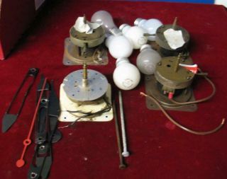 Vintage Pam Telechron Etc Clock Motors,  Bulbs Hands,