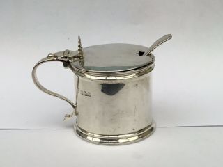 Good Solid Silver Mustard Pot With Liner,  Sheffield 1930