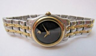 Movado Ladies Two Tone Gold Steel Museum Watch 81.  E4.  0822 W/new Battery