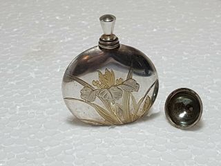 An Exquisite Rare Fine Quality Art Deco Japanese Stirling Silver Perfume Bottle.