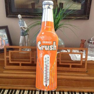 Vintage.  Crush Thermometer Sign Soda Pop Gas Station In Shape