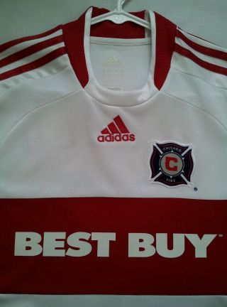 VINTAGE RARE ADIDAS CLIMA365 CLIMACOOL CHICAGO FIRE 10 BLANCO JERSEY IN SIZE S 3