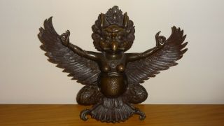 Stunning Tibetan Bronze Buddhism Redpoll Winged Garuda Bird Eagle Buddha Statue