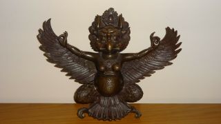 STUNNING TIBETAN BRONZE BUDDHISM REDPOLL WINGED GARUDA BIRD EAGLE BUDDHA STATUE 3